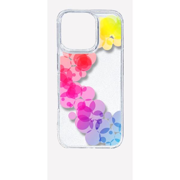 iPhone16 Pro アイフォン16プロ クリア ハードケース レインボー サークル グラデーシ...