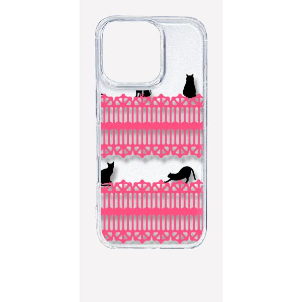 iPhone16 Pro アイフォン16プロ クリア ハードケース 猫 ねこ ネコ おさんぽ 黒猫ピ...