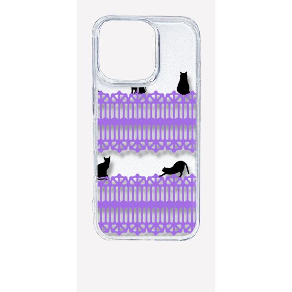 iPhone16 Pro アイフォン16プロ クリア ハードケース 猫 ねこ ネコ おさんぽ 黒猫パ...