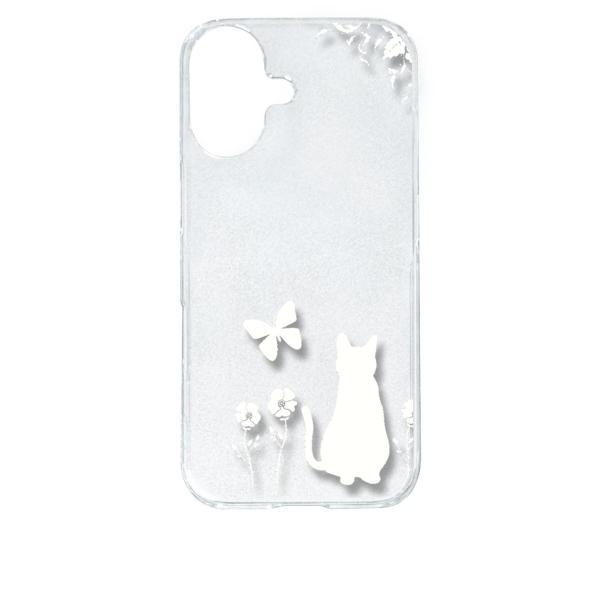 iPhone 17 アイフォン17 クリア ハードケース 猫 ネコ 花柄 a026 ホワイト スマホ...