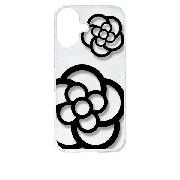 iPhone 17 アイフォン17 クリア ハードケース カメリア 花柄 ブラック スマホ ケース ...