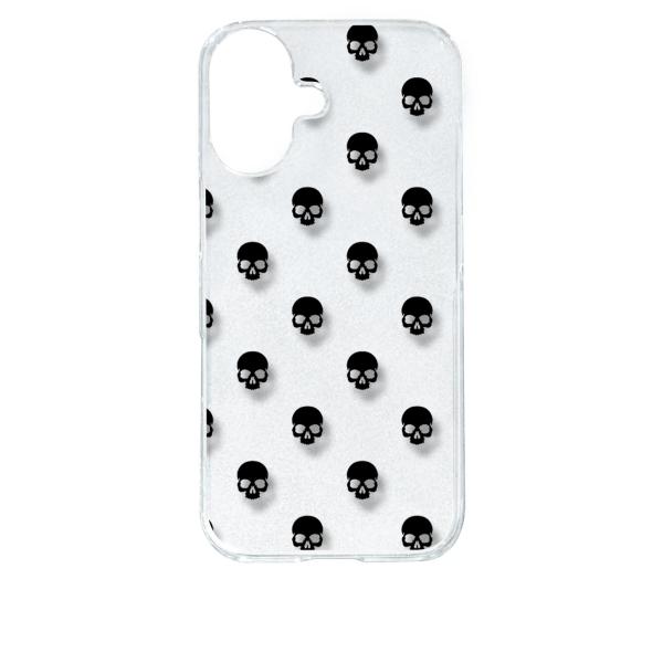 iPhone 17 アイフォン17 クリア ハードケース スカル ドクロ 骸骨 ドット ブラック ス...
