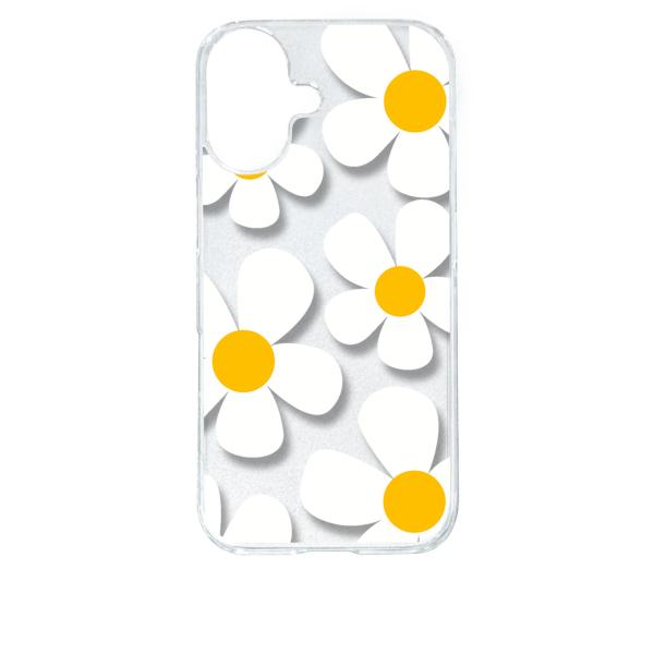iPhone 17 アイフォン17 クリア ハードケース デイジー(ホワイト) 花柄 レトロ フラワ...