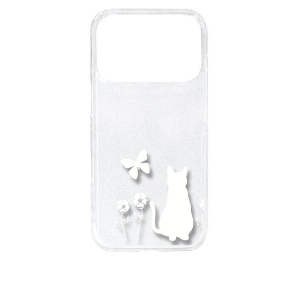 iPhone 17 Pro アイフォン17プロ クリア ハードケース 猫 ネコ 花柄 a026 ホワ...