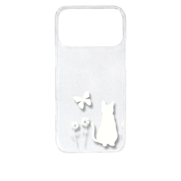 iPhone17 Pro Max アイフォン17プロマックス クリア ハードケース 猫 ネコ 花柄 ...