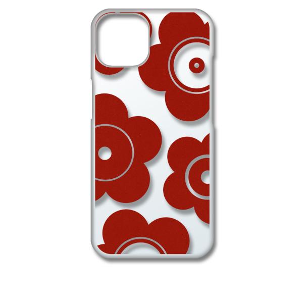 iPhone13 アイフォン13 クリア ハードケース t026-レッド 花柄 マリメッコ風 スマホ...