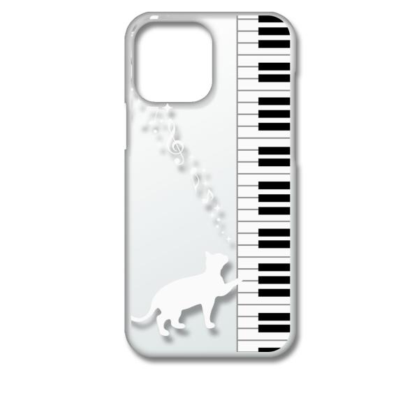 iPhone13 Pro Max アイフォン13プロマックス クリア ハードケース ピアノと白猫 ネ...