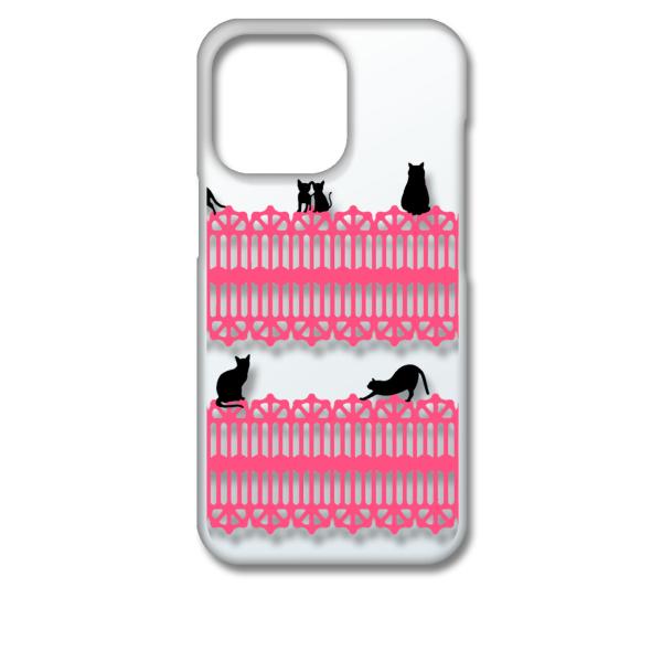 iPhone13 Pro アイフォン13プロ クリア ハードケース 猫 ねこ ネコ おさんぽ 黒猫ピ...