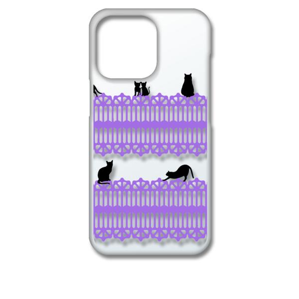 iPhone13 Pro アイフォン13プロ クリア ハードケース 猫 ねこ ネコ おさんぽ 黒猫パ...