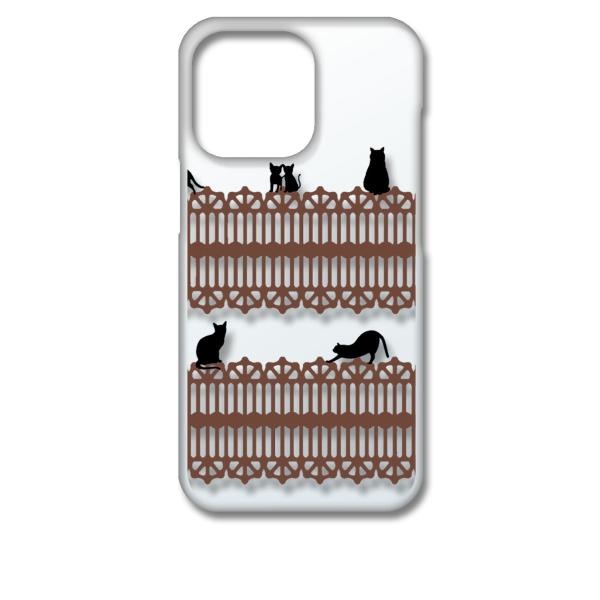 iPhone13 Pro アイフォン13プロ クリア ハードケース 猫 ねこ ネコ おさんぽ 黒猫ブ...