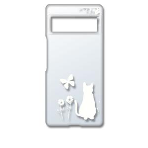 Google Pixel 6 Pro ピクセル6プロ クリア ハードケース 猫 ネコ 花柄 a026 ホワイト スマホ ケース スマートフォン カバー カ｜high
