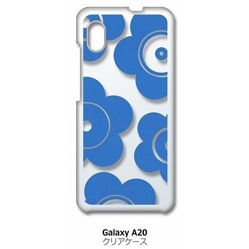 Galaxy A20 SC-02M SCV46 クリア ハードケース t026-ブルー 花柄 マリメ...