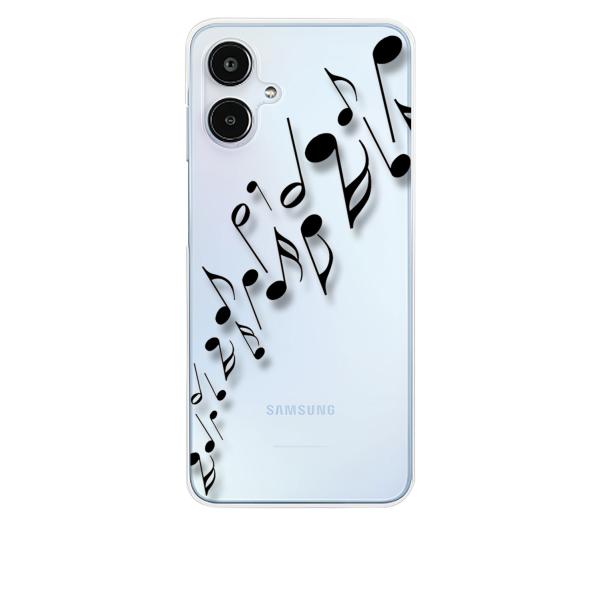 Galaxy A25 5G SC-53F クリア ハードケース 音符(ブラック) ミュージック スマ...