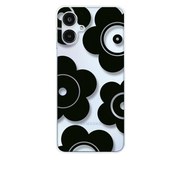 Galaxy A25 5G SC-53F クリア ハードケース t026-ブラック 花柄 マリメッコ...