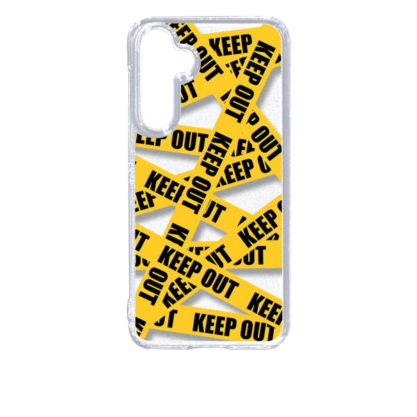 Galaxy S23 FE SCG24 ギャラクシー クリア ハードケース KEEP OUT(イエロ...