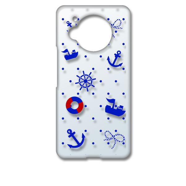 AQUOS R7 SH-52C アクオス クリア ハードケース 小マリン(ブルー) ドット スマホ ...
