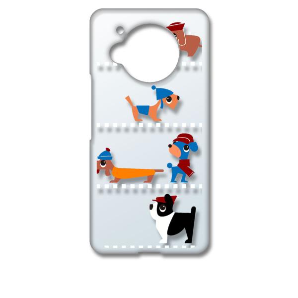 AQUOS R7 SH-52C アクオス クリア ハードケース 犬 おさんぽ レトロ スマホ ケース...