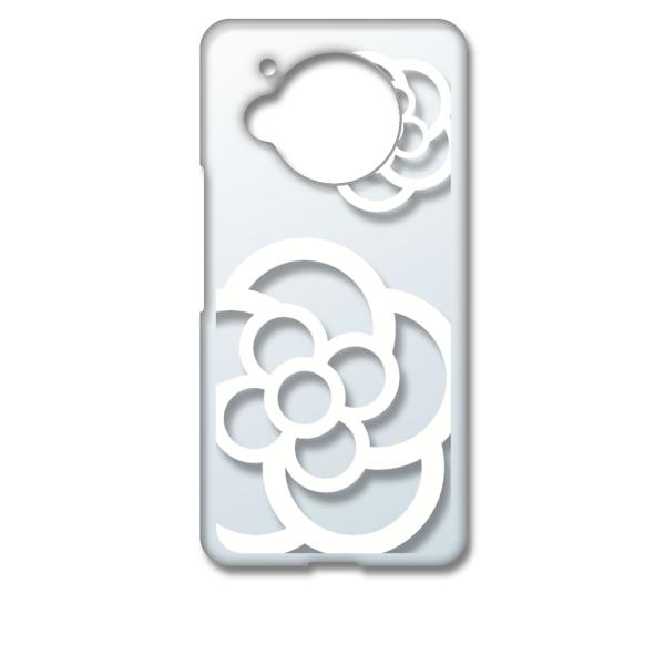 AQUOS R7 SH-52C アクオス クリア ハードケース カメリア 花柄 （ホワイト） カバー...