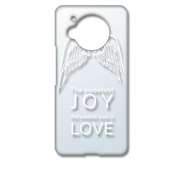AQUOS R7 SH-52C アクオス クリア ハードケース JOY LOVE 羽 ロゴ （ホワイ...