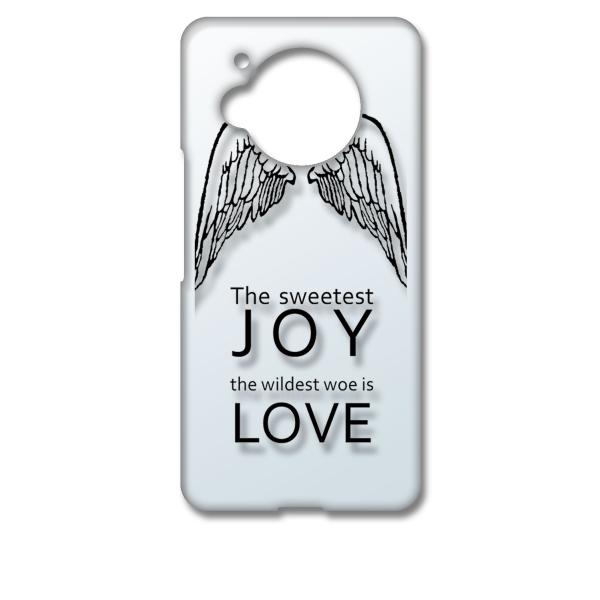 AQUOS R7 SH-52C アクオス クリア ハードケース JOY LOVE 羽 ロゴ スマホ ...
