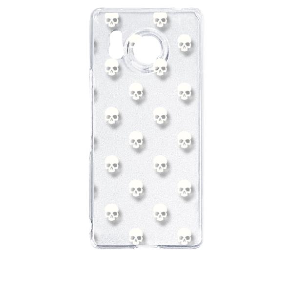 AQUOS R8 SH-52D アクオス クリア ハードケース スカル ドクロ 骸骨 ドット ホワイ...