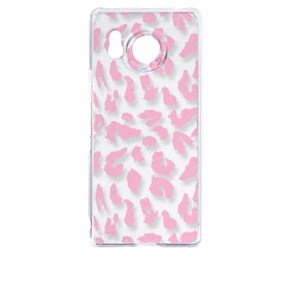 AQUOS R8 SH-52D アクオス クリア ハードケース ヒョウ柄（ピンク）半透明透過 アニマ...