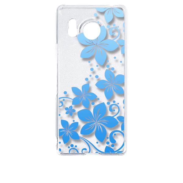 AQUOS R8 SH-52D アクオス クリア ハードケース ハワイアンフラワー(ブルーグラデーシ...