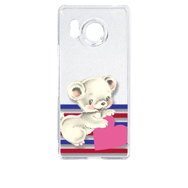 AQUOS R8 SH-52D アクオス クリア ハードケース テディベア(ハート＆ボーダー) くま...