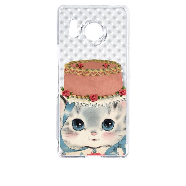 AQUOS R8 SH-52D アクオス クリア ハードケース おしゃれ猫 レトロ リボン ドット ...