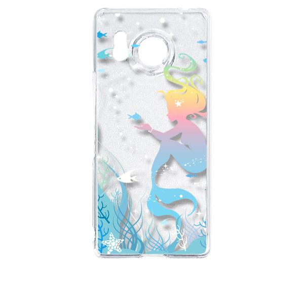 AQUOS R8 SH-52D アクオス クリア ハードケース 人魚姫 キラキラ マーメイド プリン...