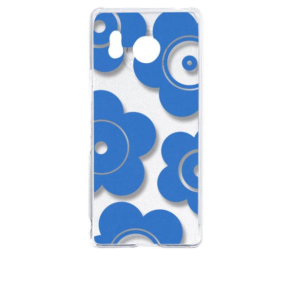 AQUOS R8 SH-52D アクオス クリア ハードケース t026-ブルー 花柄 マリメッコ風...