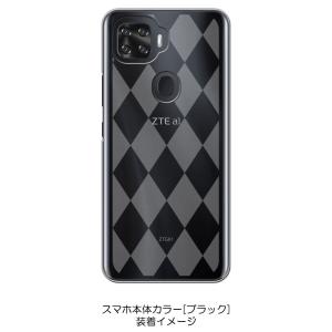 ZTE a1 ZTG01 A1 ケース クリア 透かし加工 アーガイル ダイヤ柄 ハードケース カバー ジャケット スマートフォン｜high