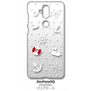 ZenFone5Q ZC600KL ASUS クリア ハードケース 小マリン(ホワイト) ドット ス...