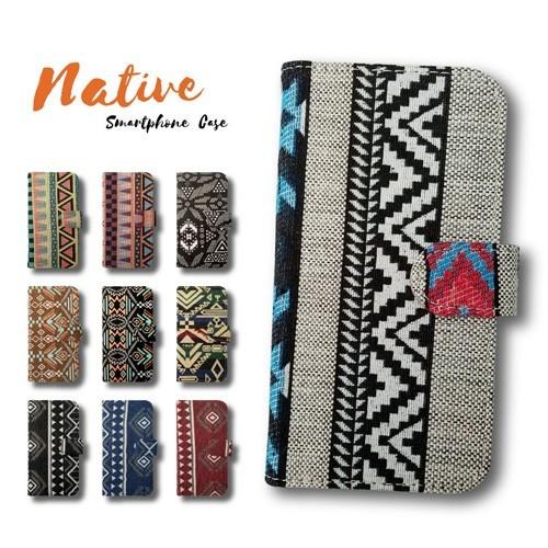 AX7 OPPO AX 7 手帳型 スマホ ケース カバー ネイティブ柄 エスニック ファブリック ...