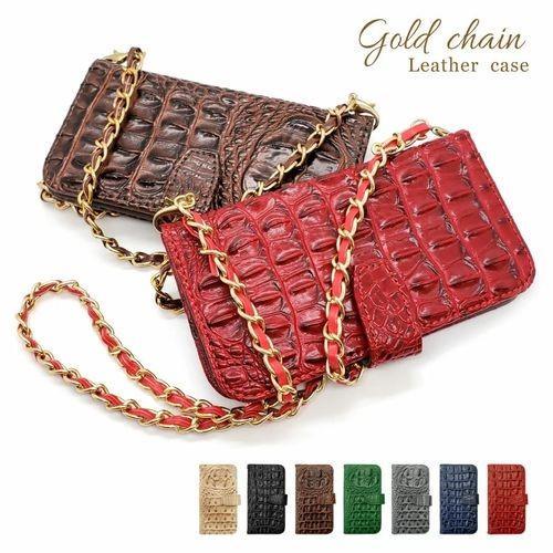 Galaxy S25 SC-51F SCG31 手帳型 クロコ柄 チェーン 付き おしゃれ かわいい...