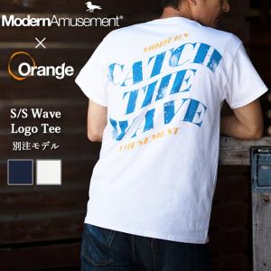 Modern Amusement モダンアミューズメント 別注 S/S Wave Logo Tee ショートスリーブウェーブロゴTシャツ MA-TS0044 【 半袖 コラボ 】【メール便・代引不可】｜highball