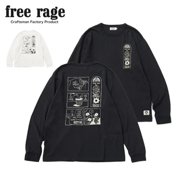 free rage フリーレイジ リサイクルコットン長袖Tシャツ (Tag With Flower)...