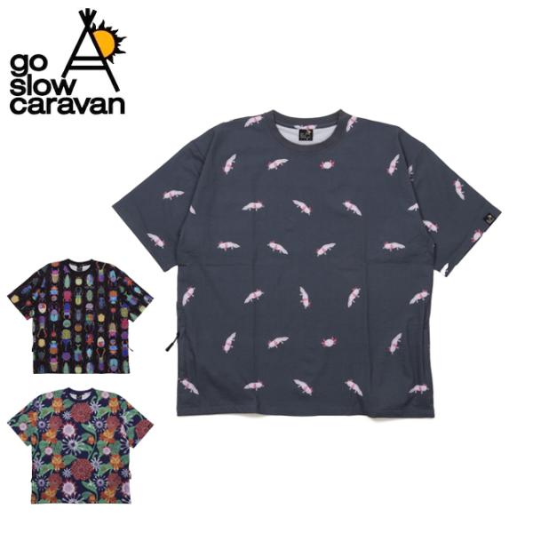 go slow caravan ゴースローキャラバン ストレッチサッカー総柄プリント半袖TEE 34...