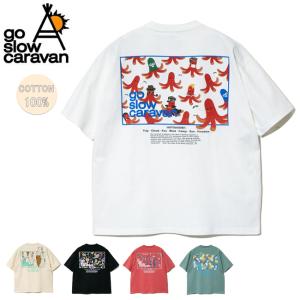 go slow caravan ゴースローキャラバン USA/C スクエアLOGOバックプリント ゆったりTEE 321913A 【Tシャツ/半袖/綿100％/トップス】【メール便・代引不可】｜highball