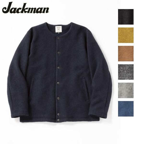 Jackman ジャックマン Wool Collarless Jacket ウールカラーレスジャケッ...