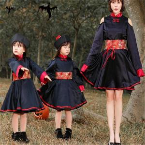 一部即納！ハロウィン コスプレ キョンシー チャイナ服 キッズ  120cm ゾンビ 悪魔 お化け 妖怪 お札 女の子 男の子 子供 コスチューム 衣装 仮装 ハロウィーン