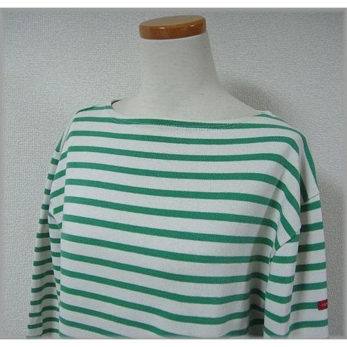 フランス製  セントジェームス SAINT JAMES YUKI別注 バスクシャツ ボーダー 緑 リ...