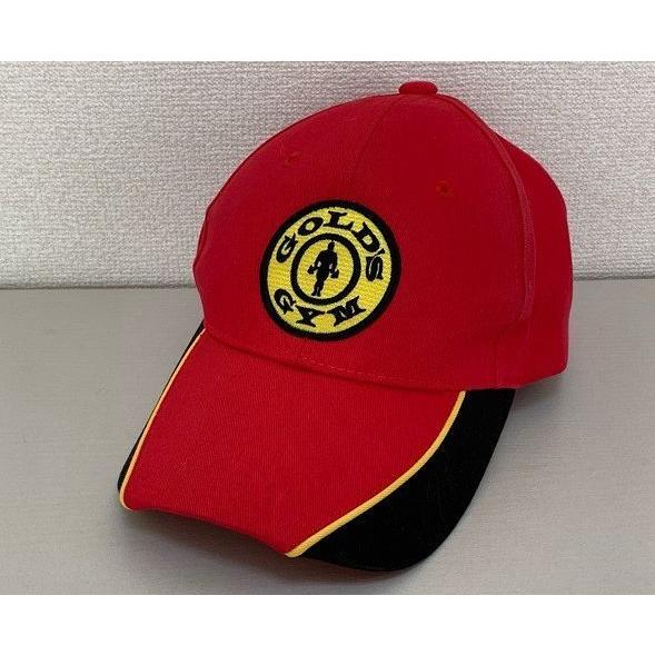 GOLD'S GYM ゴールドジム トレーニング コットンキャップ 帽子 刺繍ロゴ 赤 サイズフリー...