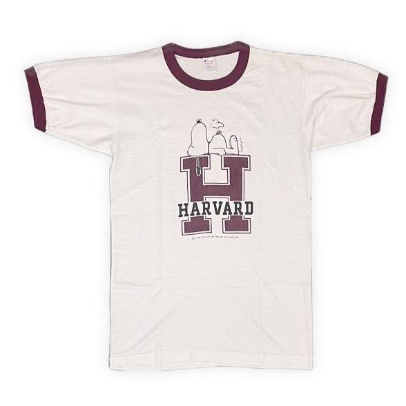 80’s 米国製 ビンテージ チャンピオン Champion リンガー カレッジ Tシャツ スヌーピ...