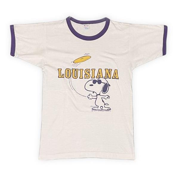 80’s 米国製 ビンテージ チャンピオン Champion リンガー カレッジ Tシャツ スヌーピ...