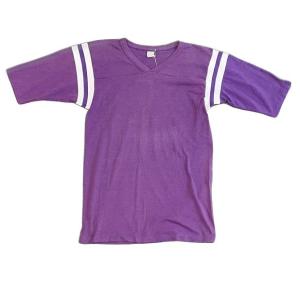 80&apos;s 米国製 devknit WPL5986 フットボール Tシャツ 綿50ポリ50 パープル ...
