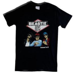 80's ビンテージ バンドT ビースティボーイズ BEASTIE BOYS Tシャツ Licensed to Ill / Rhymin & Stealin 両面 ブラック M [l-0766]｜highground