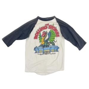 80's 米国製 RN14600 ビンテージ バンドT  Tシャツ THE ROLLING STONES ローリングストーンズ ドラゴンタン ラグラン 両面 L  [l-0638]｜highground