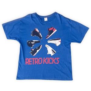 90's 00's Tシャツ RETRO KICKS ジョーダンパロディ JORDAN風 ブルー 青...