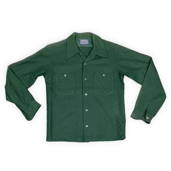 70's 米国製 ペンドルトン PENDLETON ウールシャツ オープンカラー 開襟 短丈 ボック...